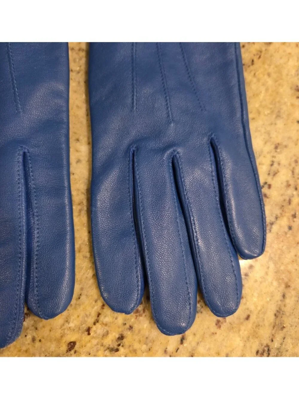 Womens Size S/M Blue Leather Lined Gloves